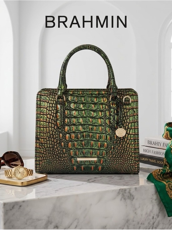 Brahmin Handbags - Brahmin Cami Satchel Samba Green Melbourne Leather